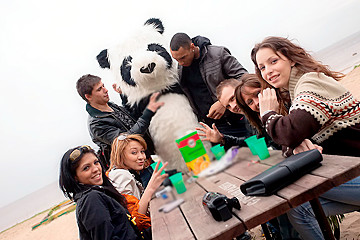 Real college sex party with a Panda-boy
